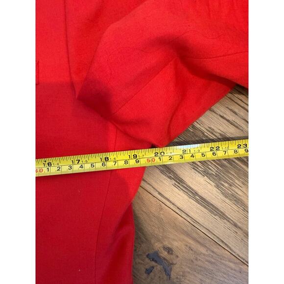 H&M‎ Women's Red Linen Cotton Blazer Blue Striped Lining 38 R (Medium) - Picture 9 of 11